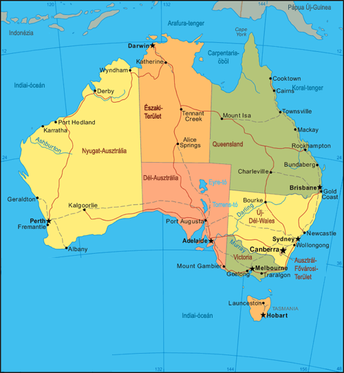 ausztrália térkép Ausztrália ausztrália térkép